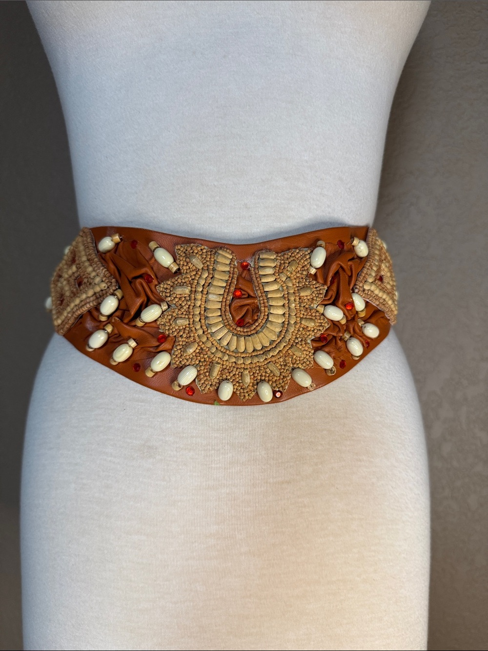 Vintage Salena’s Collection Brown Beaded Belt Circa 1990